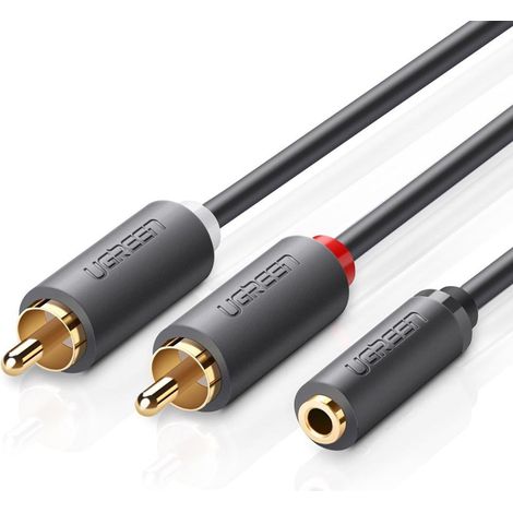 Cable UGREEN AV102 con 2 conectores RCA (RCA) de 3,5 mm y 1 m (negro)