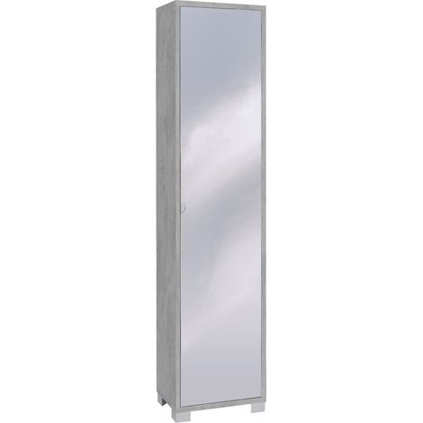Armadio 1 Anta con Specchio 43x190x29 cm Cemento (1/2)