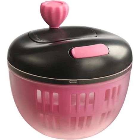 Scolapiatti per insalata, scolapiatti da cucina, per asciugare verdure, meccanismo facile da usare, 800 ml, nero e rosa (1/5)