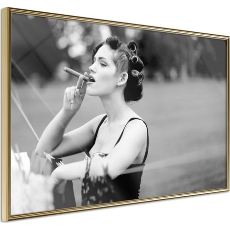 Affiche Murale Encadrée "Smoking Harms Your Health" 60 x 40 cm Or
