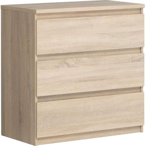 Commode enfant 3 tiroirs couleur chêne – Dimensions L 77,2 x P 42 x H 79,9 cm – Panneaux de particules haute qualité (1/5)