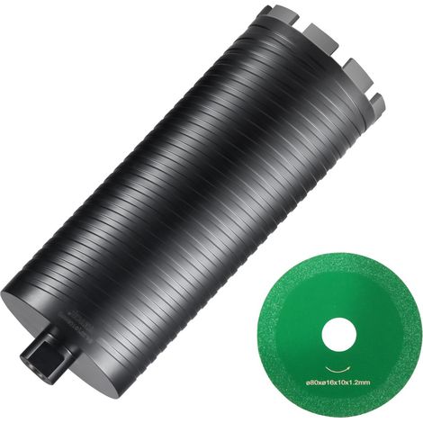 Couronne Diamanté Humide/Sec 108 mm, Profondeur de Perçage de 241 mm, Foret à Béton avec Adaptateur de Foret Pilote et Lame de Scie, Filetage Intérieur 16-279 mm, Soudage au Laser, pour Brique (1/5)