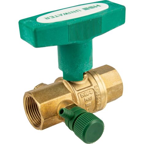 UNIWATER DVGW Kugelhahn 1 Zoll IG (DN 25) mit Entleerung mit ISO-T-Griff, Typ 1469