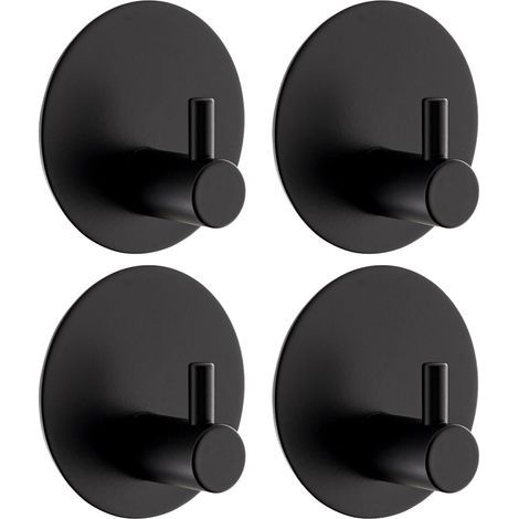 4er-Set selbstklebende Wandhaken, Edelstahl 304, rund, schwarz, für Bad und Küche (1/5)