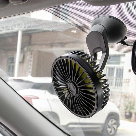 Demiawaking Ventilateur 12V/24V pour Voiture, Silencieux, Rotation 360°, USB 3 Vitesses avec Ventouse (04) (1/5)