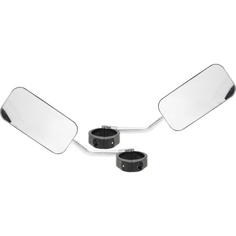 Kit 2 miroirs latéraux moto carrés aluminium argent angle large vision dégagée pour amortisseur pare-chocs 38mm intérieur (1/5)