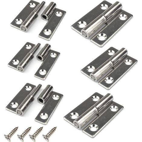 Juego de 6 bisagras de puerta desmontables de acero inoxidable 304 para puertas interiores y exteriores de 1,5 pulgadas, mano izquierda.