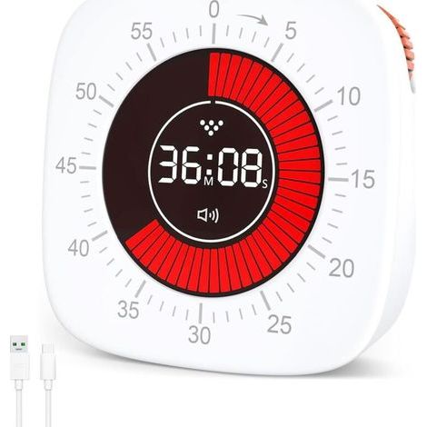 Kids Timer, Visual Timer with Countdown, 60 Minute Silent Time Timer, 3 Reminder Modes, Quick Setting, Rechargeable Timer (1/4)