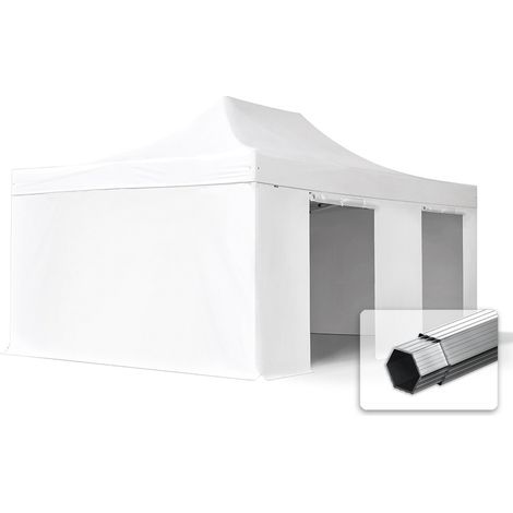 4x6 m Faltpavillon, PROFESSIONAL Alu 50mm, Seitenteile ohne Fenster, weiß