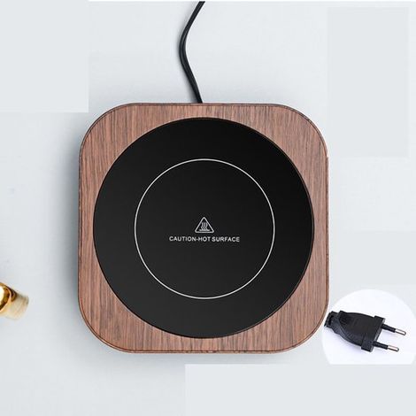 Posavasos termo con temperatura constante, calentador de café - vetas de madera (1/2)