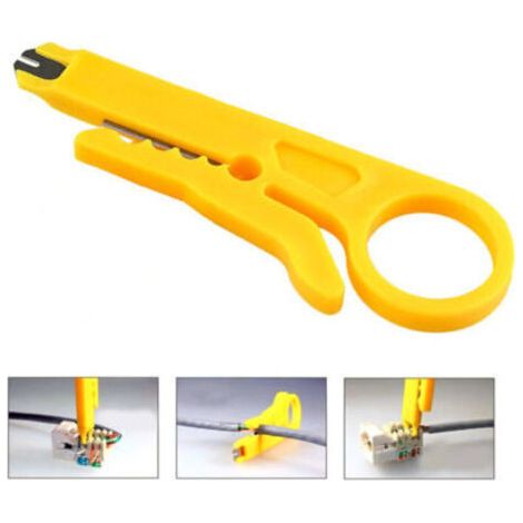 Dénudeur de fil 20pcs, dénudeur de fil trou, petit dénudeur de fil, outil de dénudage simple, pince à sertir de fil de filet, petit perforateur de fil de couteau jaune multifonctionnel. (1/4)