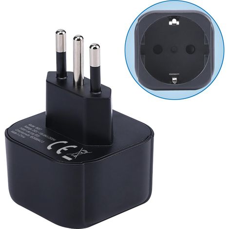 Adaptateur de Prise Europe vers Italie/Chili, Prise Schuko UE Adaptée à la Prise Italie/Chili/Uruguay, Prise UE/Française de Type C/E/F vers Convertisseur de Prise de Voyage de Type L (1 pièce) (1/5)