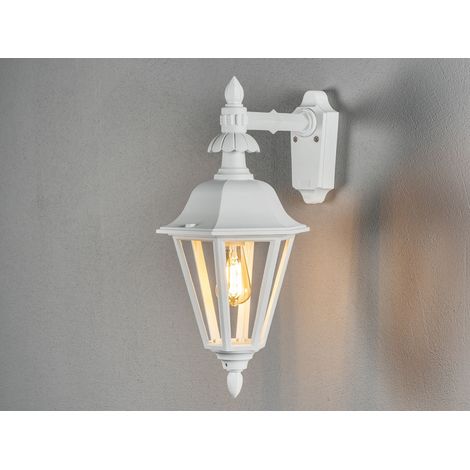 Große LED Außenwandleuchte Laterne hängend, Alu Weiß, Höhe 54cm (1/3)