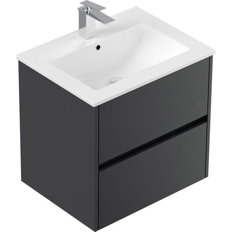 Badmöbel Taifun und Waschtisch 60cm 2 Greifraum SoftClose Auszüge Grafit