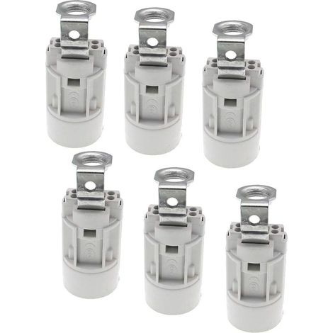 Culot d'ampoule à flamme E14, thermoplastique, gris, SES 52 mm de haut, filetage 1/8 IPS lot de 6 (1/5)