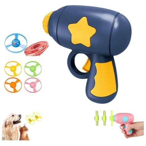 Leuchtender Frisbee-Werfer für Katzen, ein interaktives Spielzeug mit bunten Propellern zum Trainieren und Jagen, Werfen und Apportieren von Beute. (1/5)