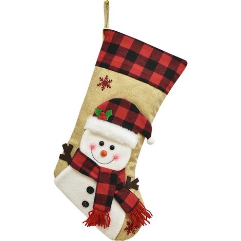 Chaussette De Noël - Tricotée En Laine Mélangée - Pour Décoration De Cheminée Ou Cadeaux - 1 Pièce