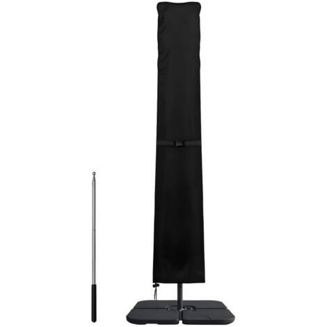 Wasserdichte Schutzhülle für 3–4 m große Ampelschirme, winddicht, UV-beständig, 420D Oxford-Gewebe, mit Stange, 240 x 57/57 cm, Schwarz (1/5)