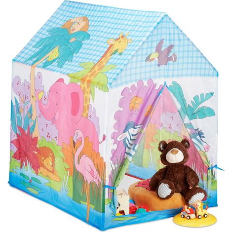Relaxdays Jungle Animals Play Tent for your Children’s Room, Outdoor, 3 and Up, Safari Playhouse HWD 102 x 72 x 95 cm