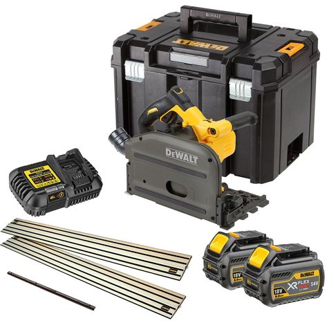 DeWALT DCS520T2R-GB 54V XR FLEXVOLT Plunge Saw With 2x 6Ah Batteries & 1 Guide Rail