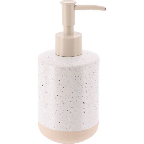 Dispenser per sapone con gres specchiato e base grezza 330ml-bianco beige - Tendance