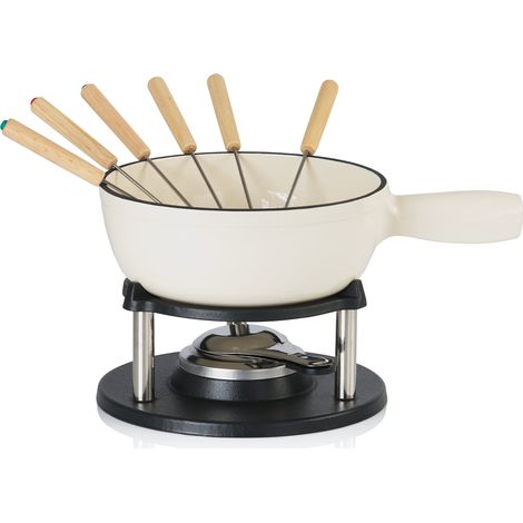 BBQ-Toro Set per fonduta in ghisa da 9 pezzi per 6 persone, 2 L, smaltato, set per fondue con bruciatore e forchette (1/5)