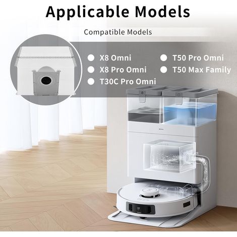Sacchetto per ECOVACS X8 Pro Omni, 6 Sacchetti Accessori per Ecovacs DEEBOT X8 Omni, T30C Pro Omni, T50 Pro Omni, T50 Max Family Aspirapolvere di grande capacità Ricambi (1/4)