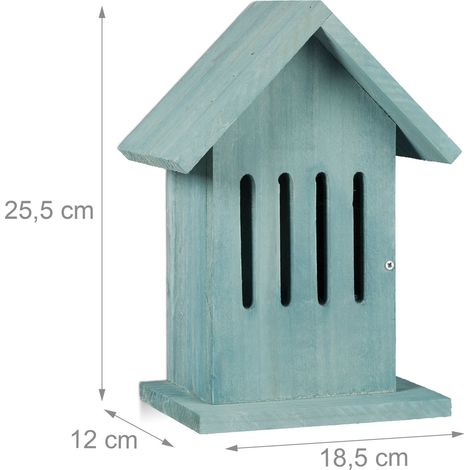Casetta per farfalle da appendere da giardino 25,5 x 18,5 x 12 cm con gancio e sportello laterale in legno verde 130005912