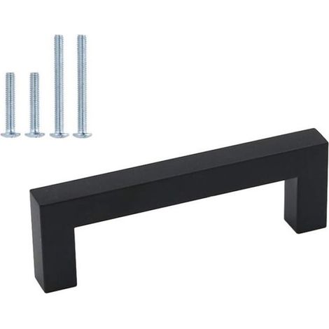 Ensemble de 5 Poignées Meuble Acier Inoxydable Noir Mat Design Carré Entraxe Standard Cuisine Chambre (1/5)