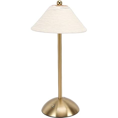 Lampe de table 3 couleurs sans fil avec abat-jour en corde de papier tissée à la main, lampe de chevet pour chambre à coucher, blanche (1/5)