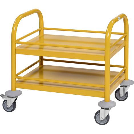 Kongamek Mini-Servierwagen 530x375x550mm 2 Etagen pulverbeschichtet in Gelb mit Bremse (1/3)