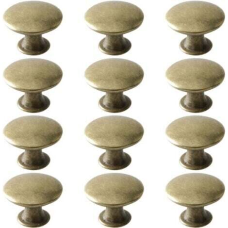 Lot Vintage en Laiton Rond Boutons de Tiroir 12, Poignée Meuble Ancien, Cuisine Salle de Bain, 30x21mm (1/4)