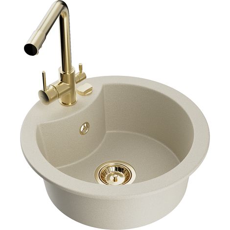 Mexen Diego 1-Becken-Granit-Spüle mit Mischbatterie Duero, Beige - 6512-69-671600-50 (1/5)