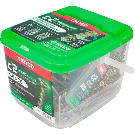 TIMCO C2 Strong-Fix Multi-Purpose Premium Countersunk Gold Woodscrews - 4.0 x 70