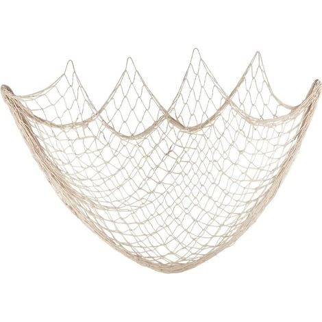 Décoration murale filet de pêche, thème plage, 2 m x 1,5 m (beige), 1 pièce (1/5)
