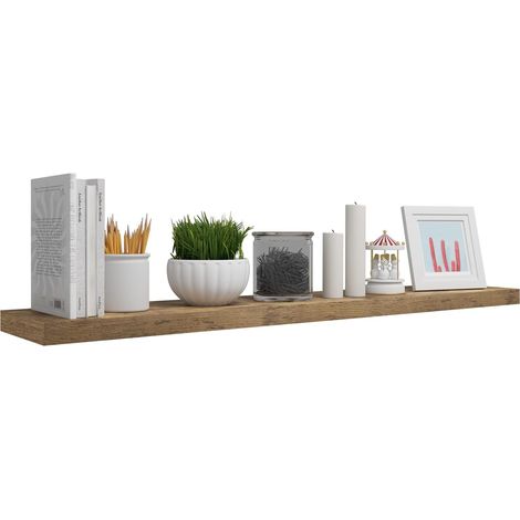 WOLTU Wall Storage Shelf CD Media Storage Rack 120 x 22.9 x 3.8 cm Vintage Brown (1/5)