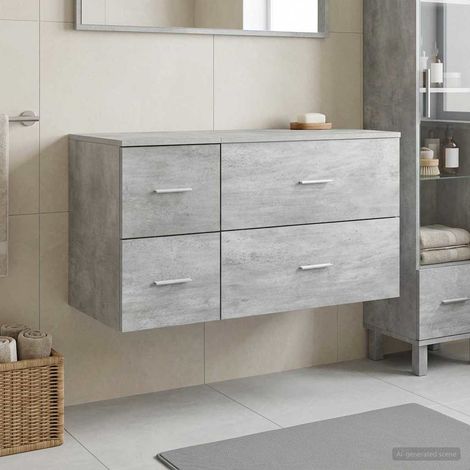 Beyamis Ensemble de meubles de salle de bain 2 pièces, gris béton (1/5)