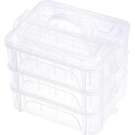 3 Couches Boîte de Rangement/Organisateur Transparente Empilable pour 60 Bobines de Fil à Broder et à Coudre (Dimensions requises pour les bobines: Hauteur≤5,6cm Largeur≤4,3cm) (1/5)