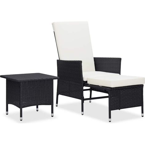 vidaXL Salon de jardin 2 pcs avec coussins Résine tressée Noir (1/5)