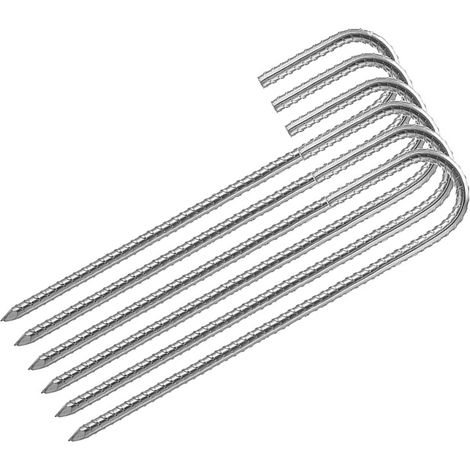 Clous en acier galvanisé de type J, clous pour gazon, ancrages au sol en tissu non tissé, clous de trampoline haute résistance (12 pièces) (1/5)