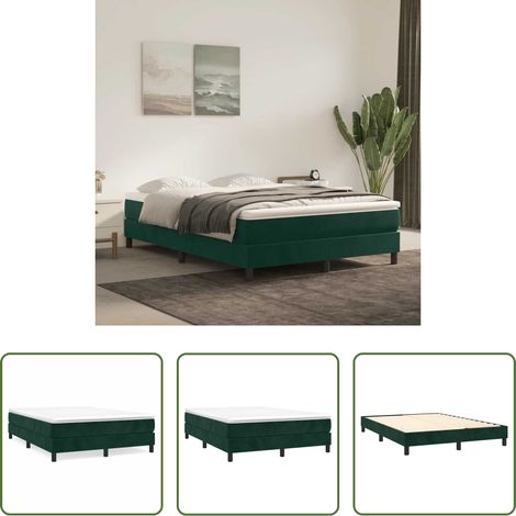 vidaXL Dunkelgrün - Boxspringbettgestell Dunkelgrün 140x190 cm Samt (1/5)