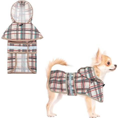 Impermeabile per cani con cappuccio e apertura per guinzaglio, impermeabile per cani di piccola e media taglia con strisce riflettenti, vari (1/4)