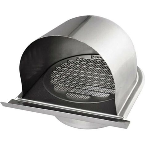– Grille d'aération en acier inoxydable 150 mm – Grille de hotte ronde extérieure – Conception en U avec filet anti-insectes – Lattes à 45° (1/5)
