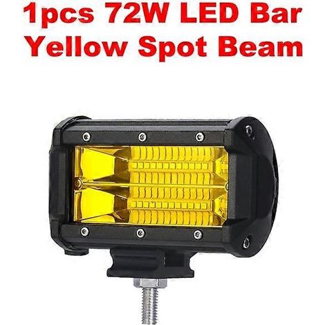 Barre lumineuse LED blanche et jaune ANMINGPU 5 pouces 12 V/24 V 72 W, faisceau concentré, pour Jeep, camion, 4x4, quad, voiture, antibrouillard, 1 pièce, jaune (1/5)