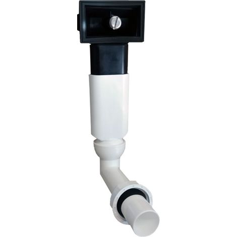 Keenberk Ablauf-Set komplett für rechteckigen Überlauf im Küchenspülen-Becken mit Kugelgelenk und 1 Zoll Anschluss an Ventilablauf / Siphon