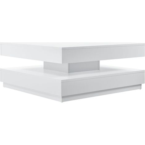 Mesa de centro con tablero giratorio de fibra de madera 76 x 76 cm blanco 030004126 (1/5)