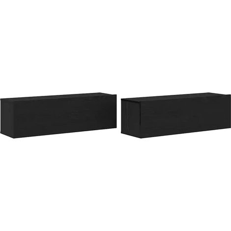 Lot de 2 meubles TV muraux modernes 100 x 30 x 30 cm fonctionnalité gain de place style minimaliste en bois noir