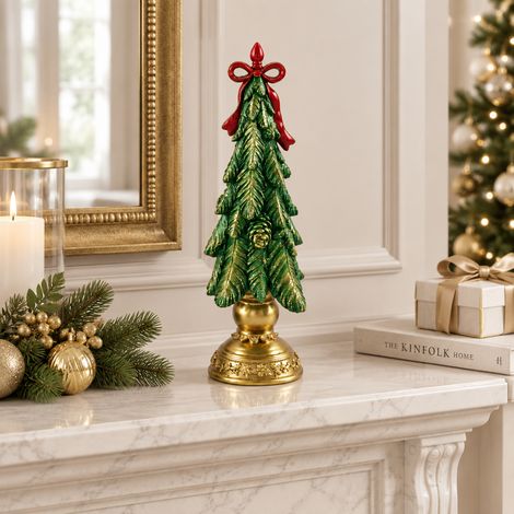 Albero decorativo in resina color verde per decorazione natalizie, da 36 cm (1/5)