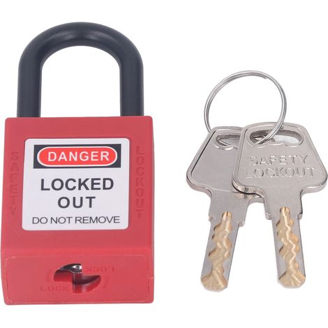 Cadenas de sécurité à isolation énergétique, étanche à la poussière, en nylon de 38 mm avec 2 clés, pour système de consignation et d'étiquetage. (1/5)