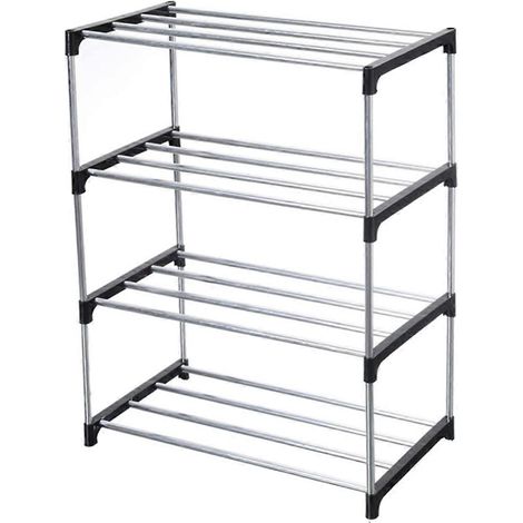 Étagère à chaussures empilable de petite taille, gain de rangement et organisation (4 niveaux) (1/5)